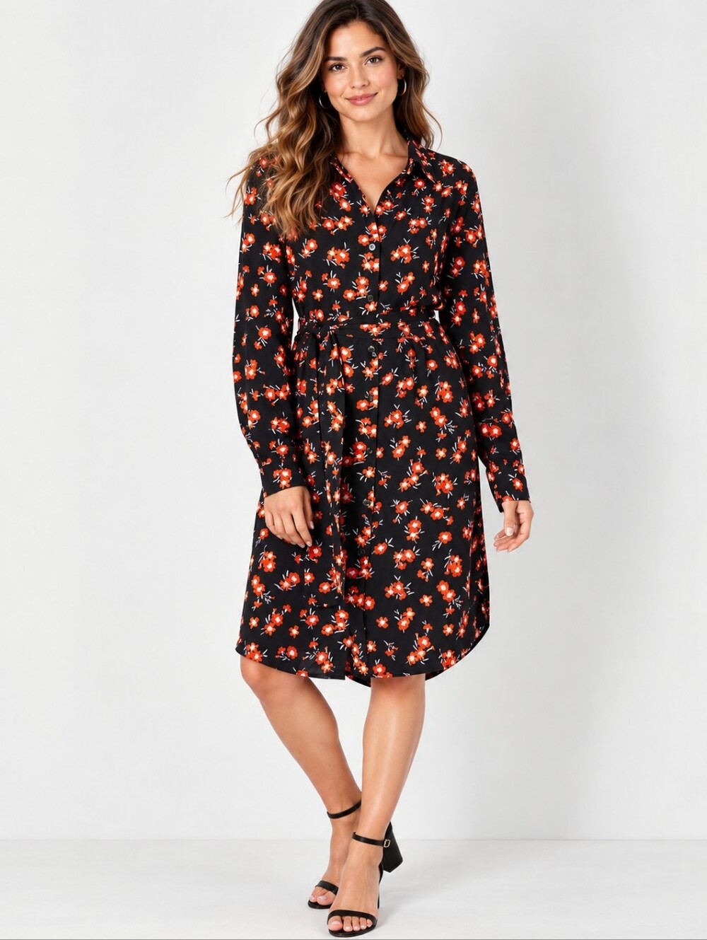 ❤️ ANN TAYLOR FLORAL BUTTON FRONT TIE WAIST DRESS, SMALL